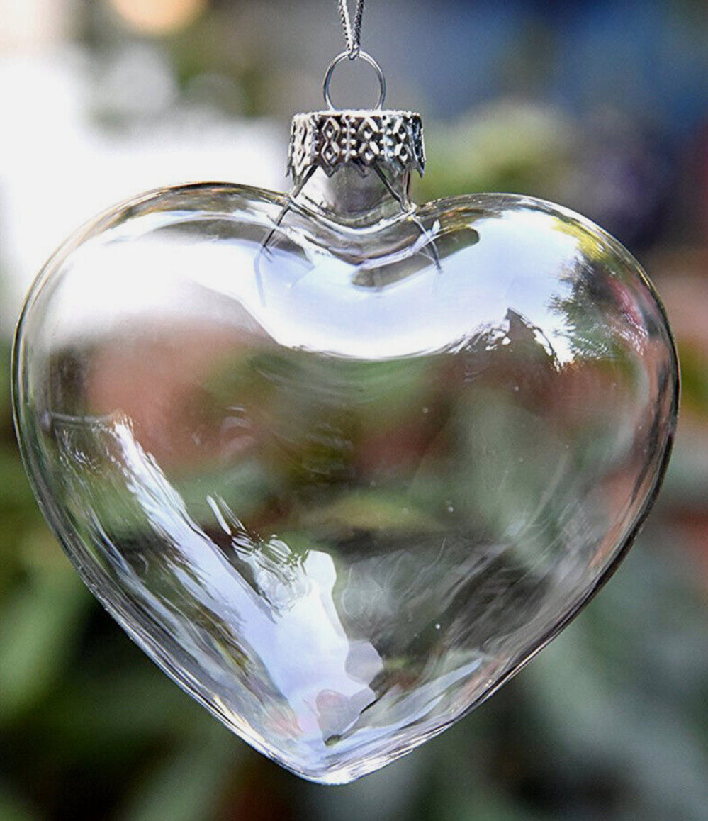 Glass heart bauble NO LIGHTS .. 8cm approx