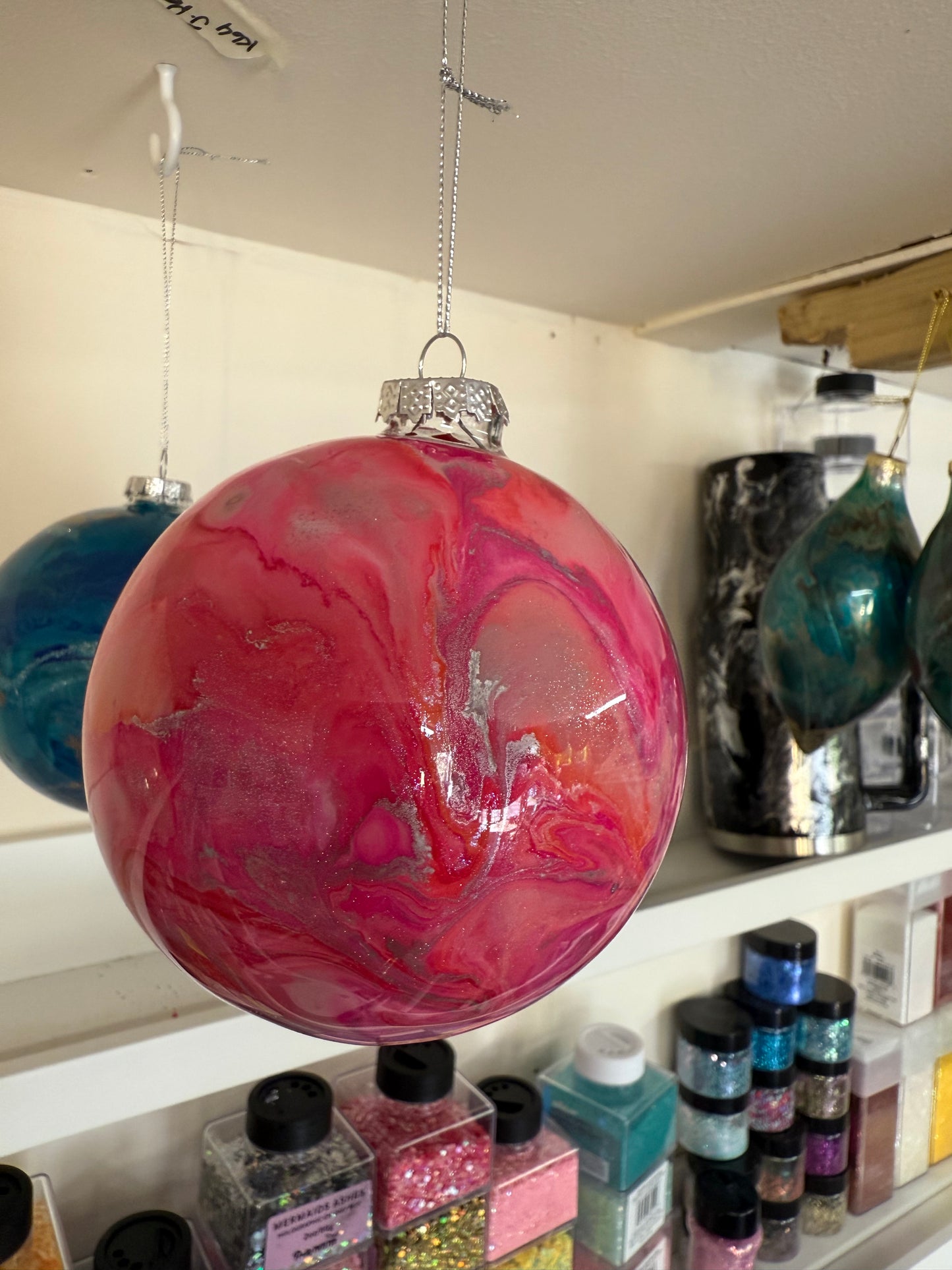 Glass Bauble 10cm approx ( example colours ) . Chose your colours .
