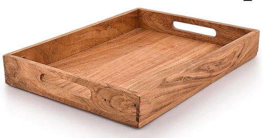 Tray . Large acacia wooden tray with handles