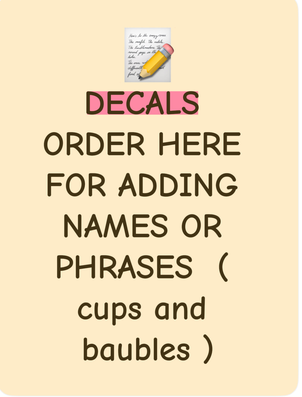 decal / vinyls for cups